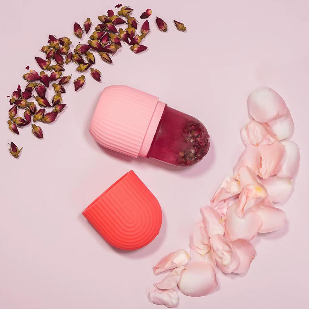 Silicone Cube Tray Shape Face Facial Ice Roller Massage Face Massage Roller Frozen Facial Reusable Ice Face Roller Skincare Tool