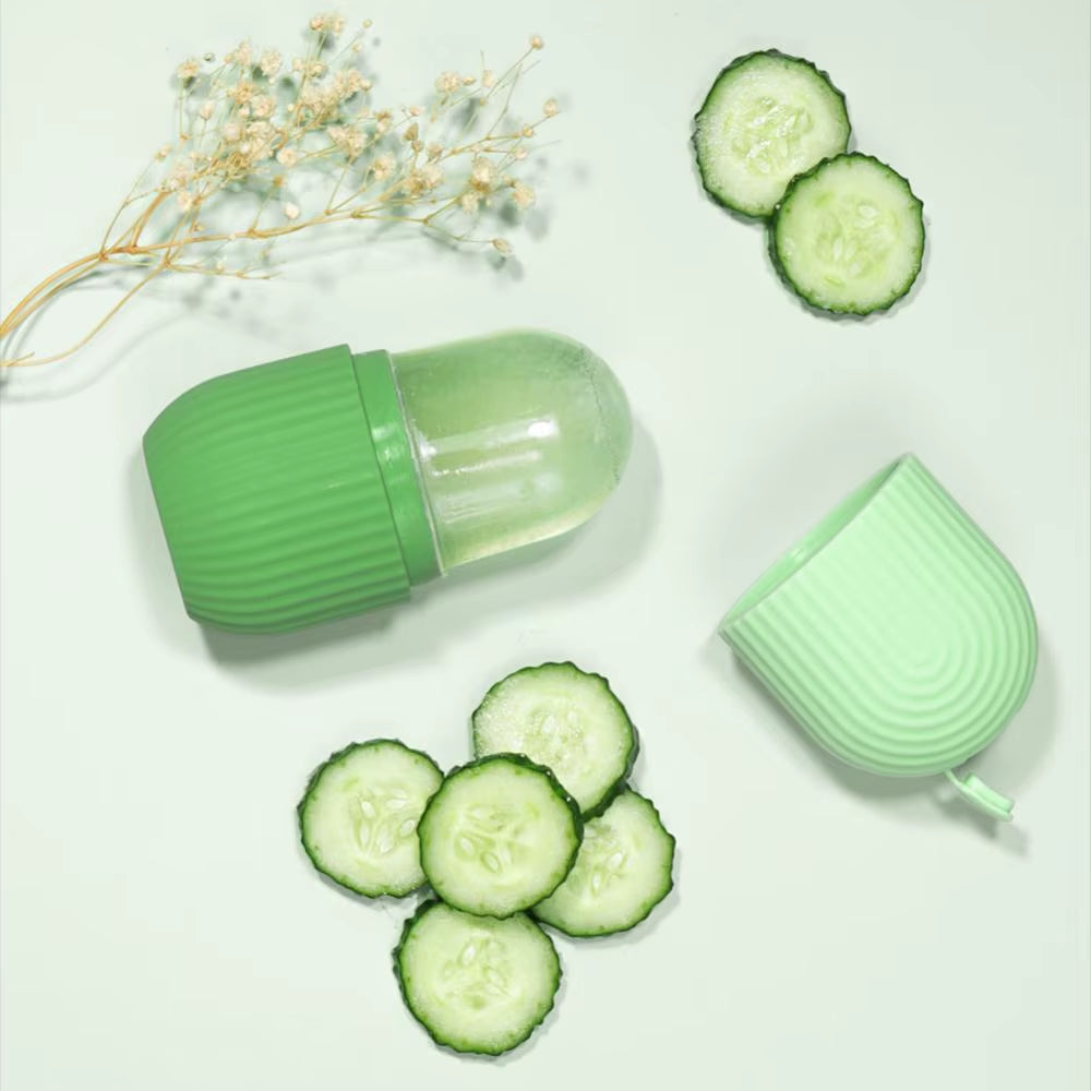 Silicone Cube Tray Shape Face Facial Ice Roller Massage Face Massage Roller Frozen Facial Reusable Ice Face Roller Skincare Tool